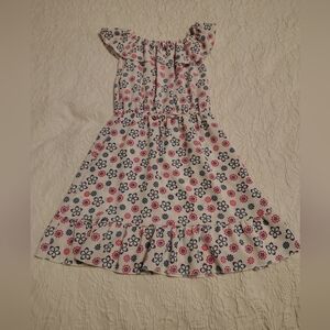 Girls White Floral Ruffle Sundress - Pink & Navy